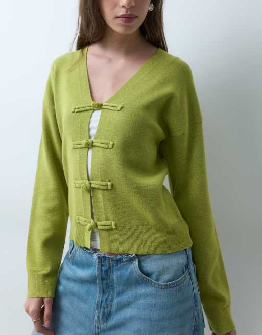 ASOS DESIGN kort kofta med mandarinkrage i olivgrön, 2 av 4