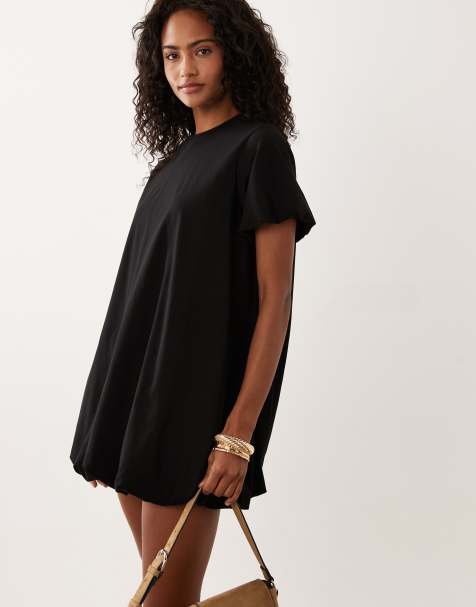 ASOS DESIGN kort minikjole med pufærmer og ballon-effekt i sort - view 1