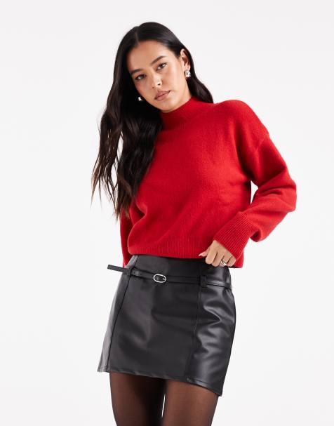 ASOS DESIGN - Kort mininederdel i imiteret læder med bæltedetalje - view 1