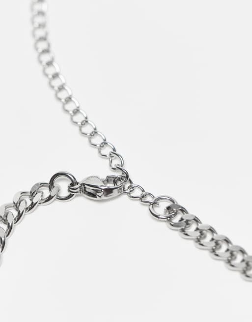ASOS DESIGN - Kort og smal sølvfarvet 4 mm-kædehalskæde i vandafvisende rustfrit stål   , 2 af 3