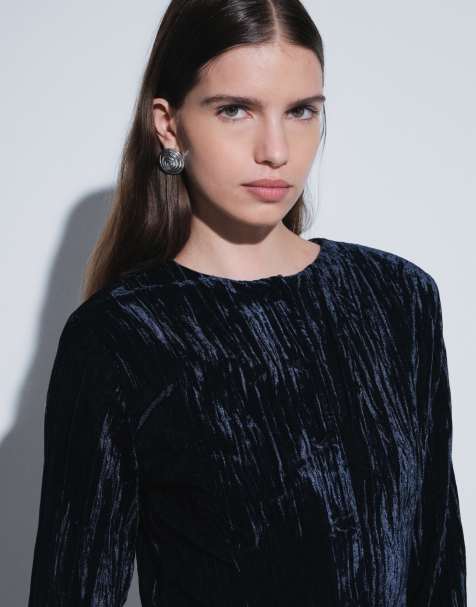 ASOS DESIGN kort sammetjacka i marinblått - view 1