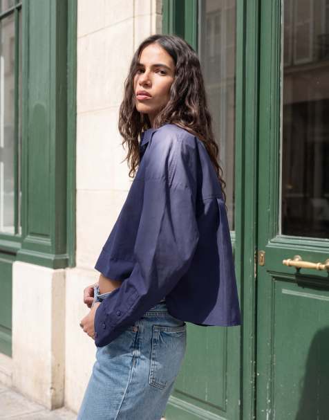 ASOS DESIGN kort skjorta i marinblått - view 1