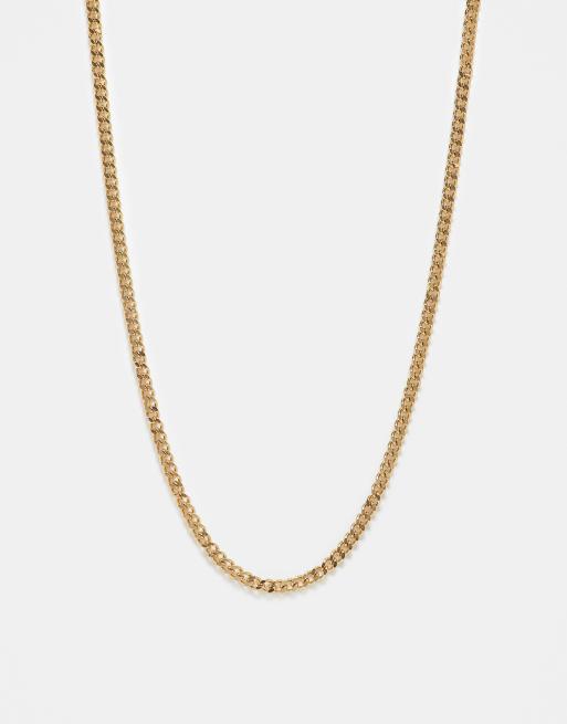 ASOS DESIGN - Kort smal 4 mm's halskæde i vandtæt rustfrit stål i guldfarve 
