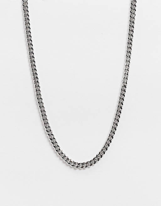 Fru straf areal ASOS DESIGN - Kort smal sølvfarvet halskæde i 4mm tykkelse | ASOS