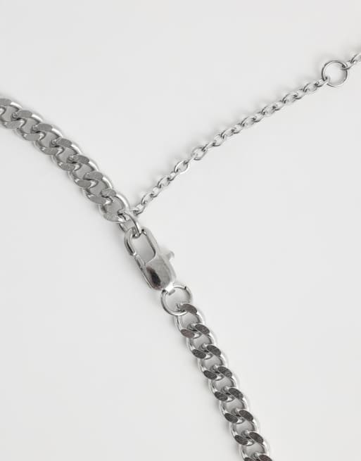 ASOS DESIGN - Kort tynd 4 mm halskæde i sølvfarvet rustfrit stål , 3 af 4