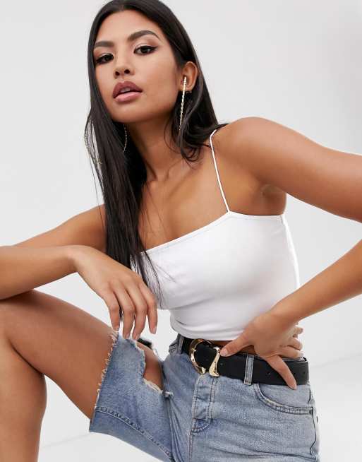 ASOS DESIGN – Kort vit bandeau-topp med smala axelband, 4 av 4