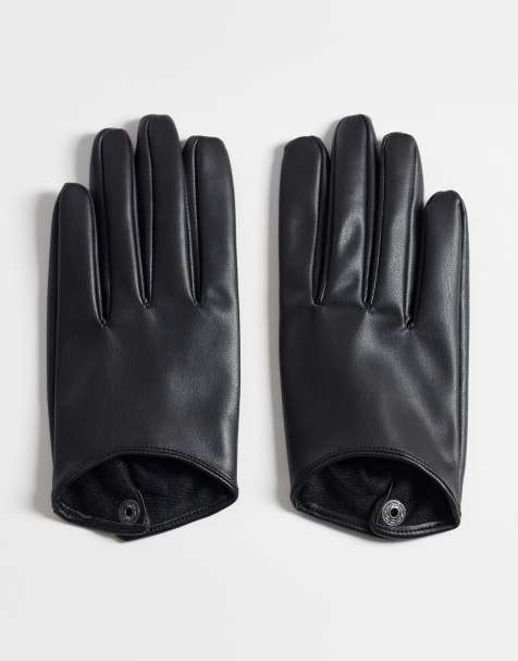 ASOS DESIGN korta handskar i läderimitation i svart - view 1