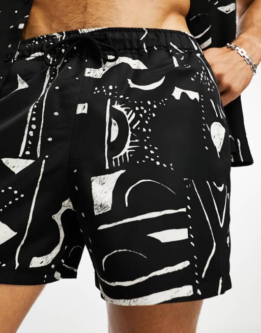 ASOS DESIGN – Kortare badshorts med abstrakt mönster, del av set, 3 av 4