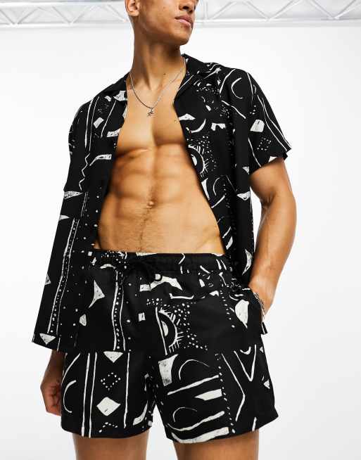 ASOS DESIGN – Kortare badshorts med abstrakt mönster, del av set, 4 av 4