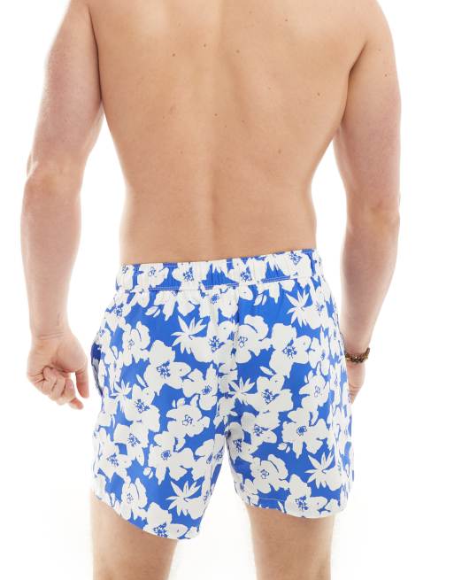 ASOS DESIGN - Korte badeshorts i blå med blomsterprint, 2 af 4