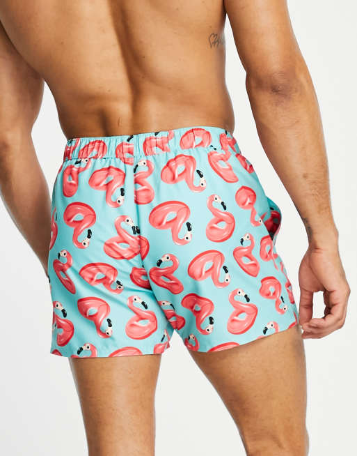 ASOS DESIGN - Korte badeshorts med flamingoprint, 4 af 4
