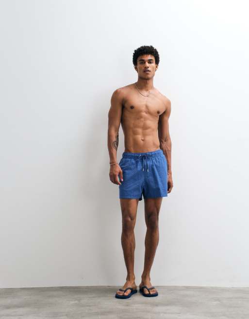 ASOS DESIGN - Korte blå badeshorts i seersucker, 2 af 9