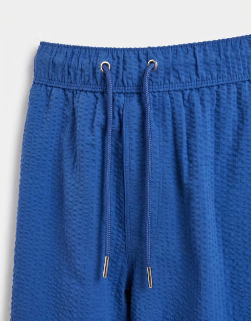 ASOS DESIGN - Korte blå badeshorts i seersucker, 8 af 9