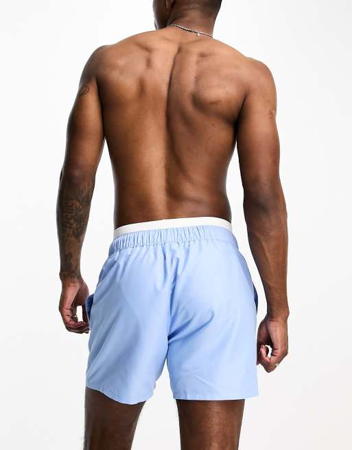 ASOS DESIGN - Korte blå badeshorts med dobbelt-taljebånd, 2 af 4