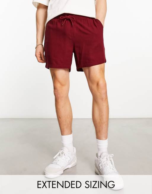 ASOS DESIGN - Korte bordeaux slim-shorts i hør 