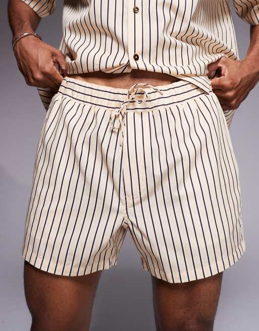 ASOS DESIGN - Korte gestreepte short in beige en bruin, deel van co-ord set , 3 van 5