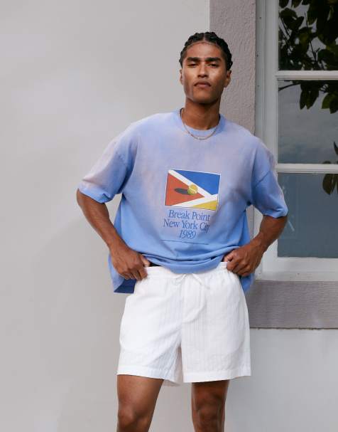 ASOS DESIGN - Korte gestreepte short in wit - view 1