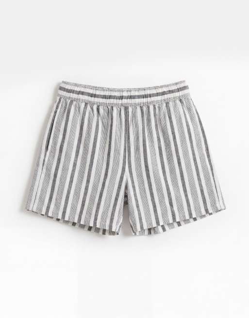 ASOS DESIGN - Korte gestreepte shorts met linnenlook in zwart en wit, deel van co-ord set, 6 van 9