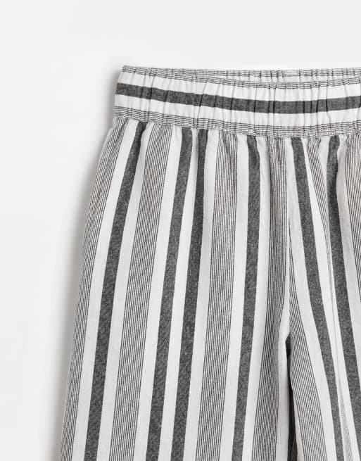 ASOS DESIGN - Korte gestreepte shorts met linnenlook in zwart en wit, deel van co-ord set, 9 van 9