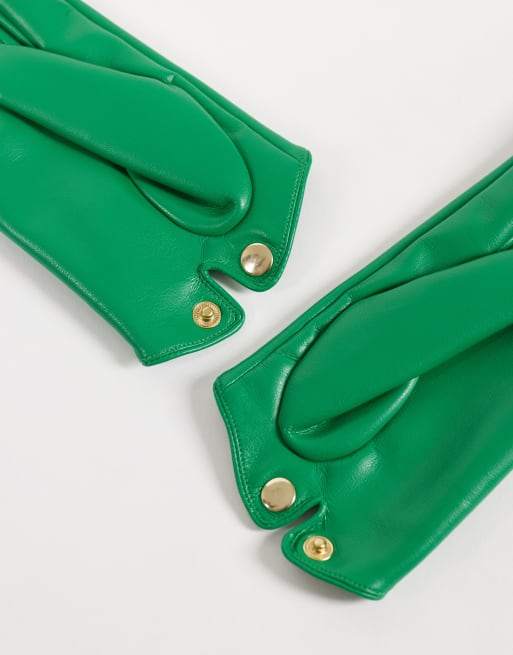 ASOS DESIGN korte handschoenen van imitatieleer in felgroen, 2 van 3