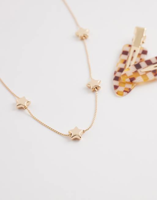 ASOS DESIGN - Korte ketting met bolle sterretjes in goudkleur, 2 van 4
