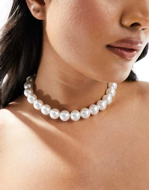 ASOS DESIGN - Korte ketting met grote imitatieparels, 2 van 4