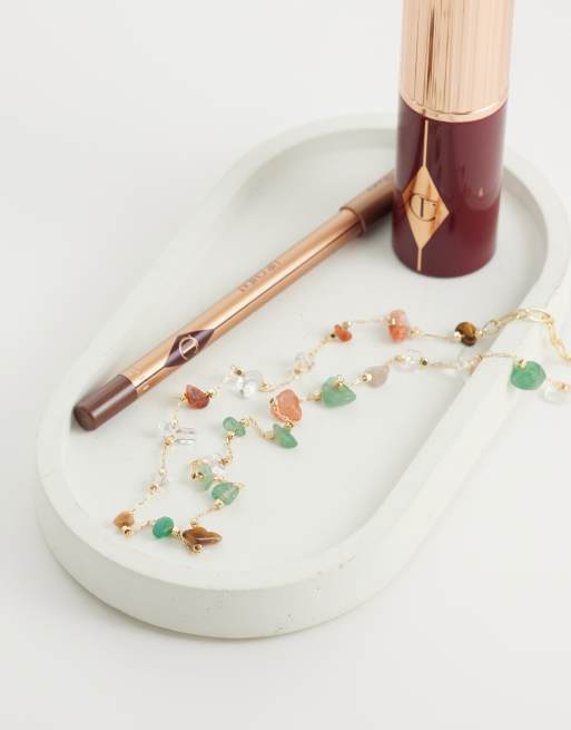 ASOS DESIGN - Korte ketting met stukjes van imitatie-halfedelstenen in goudkleur, 2 van 4