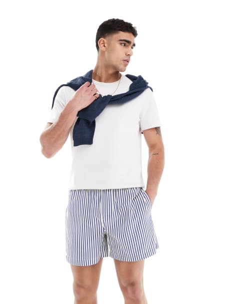 ASOS DESIGN - Korte lyseblå shorts med brede ben og hvide striber - view 1