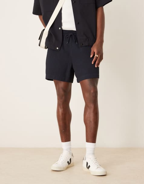 ASOS DESIGN - Korte marineblå shorts med vaffelstruktur - view 1