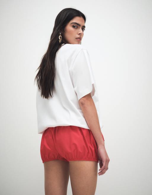 ASOS DESIGN - Korte røde poplin-shorts i bokserstil, 5 af 9