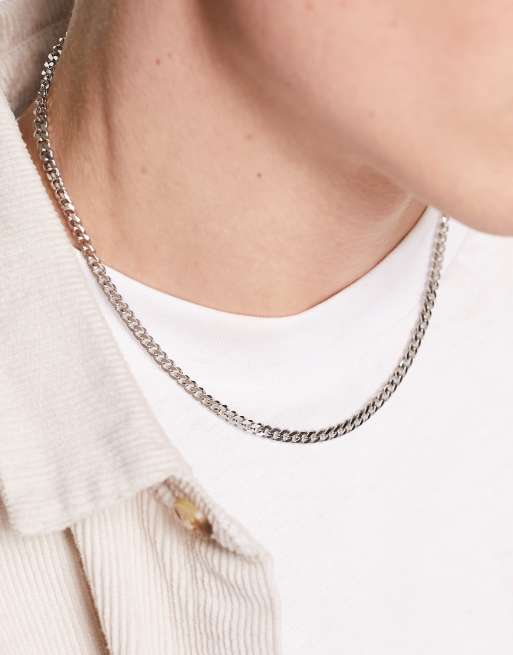 ASOS DESIGN - Korte schakelketting van 4mm in zilverkleur 