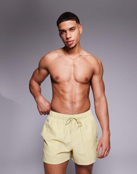 ASOS DESIGN - Korte seersucker zwemshort in groen, deel van co-ord set - view 1