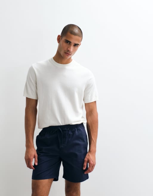 ASOS DESIGN - Korte short van linnenmix in marineblauw, 2 van 5