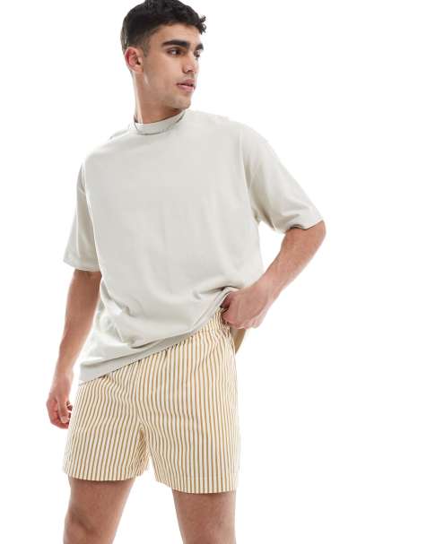 ASOS DESIGN - Korte shorts med vide ben og gule/hvide striber - view 1
