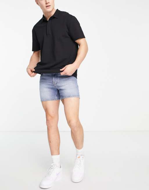 ASOS DESIGN - Korte skinny-denimshorts i mellemblå vask