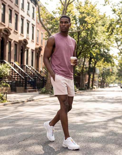 ASOS DESIGN - Korte slim-fit jersey short van jersey in roze met wassing, 12 van 12