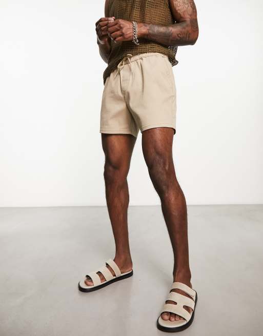 ASOS DESIGN - Korte slim-shorts i lysebrun 