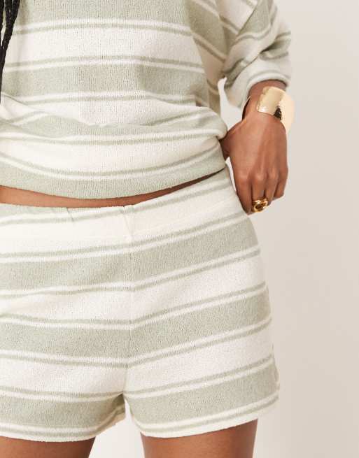 ASOS DESIGN - Korte strikkede shorts med salviegrønne striber - Del af sæt, 5 af 5