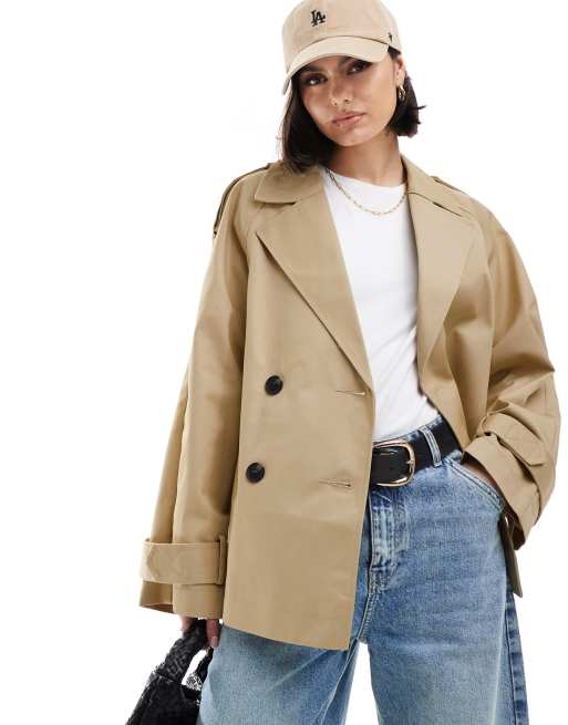 ASOS DESIGN - Korte trenchcoat in stone, 2 van 4