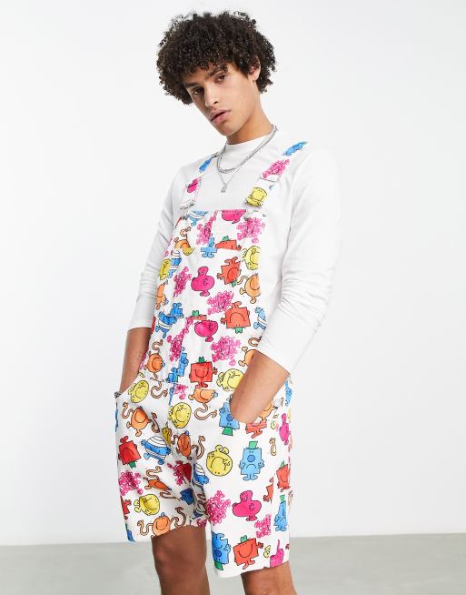 ASOS DESIGN - Korte tuinbroek met Mr Men-print