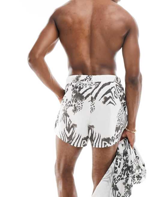 ASOS DESIGN - Korte zwemshort in zwarte en witte zebraprint, 3 van 4