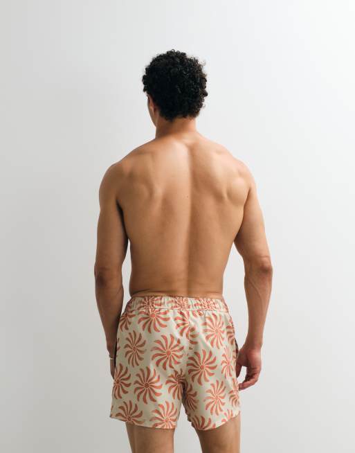 ASOS DESIGN - Korte zwemshort met bloemenprint in beige, 4 van 7