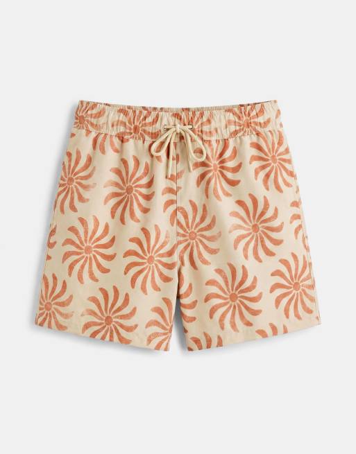 ASOS DESIGN - Korte zwemshort met bloemenprint in beige, 6 van 7