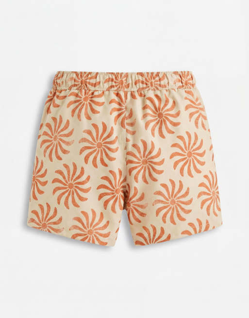 ASOS DESIGN - Korte zwemshort met bloemenprint in beige, 7 van 7