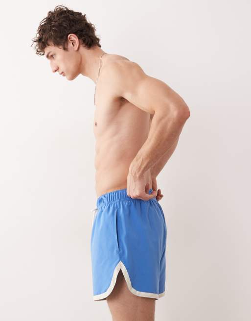 ASOS DESIGN - Korte zwemshort met contrasterende biezen in blauw, 3 van 5