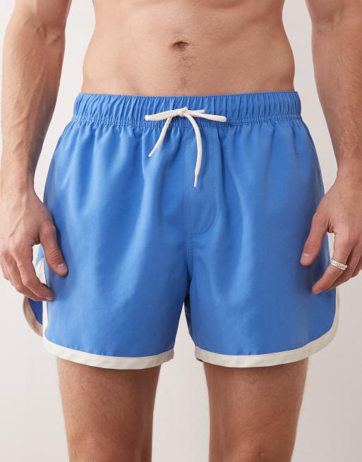 ASOS DESIGN - Korte zwemshort met contrasterende biezen in blauw, 5 van 5
