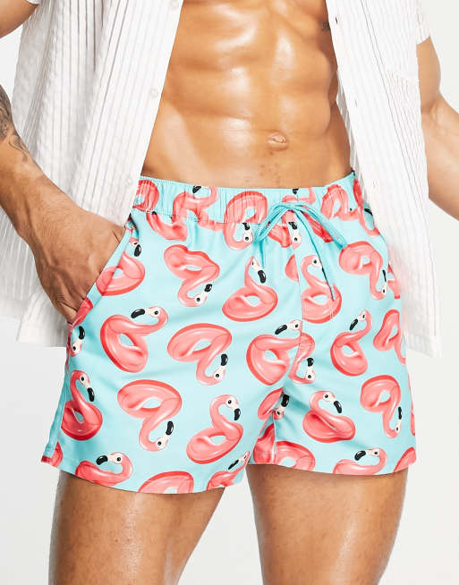 ASOS DESIGN - Korte zwemshort met flamingo-print, 2 van 4