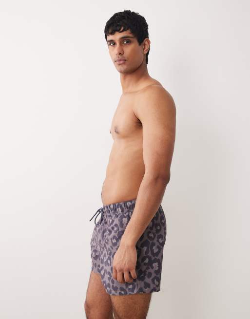 ASOS DESIGN - Korte zwemshort met luipaardprint in bruin, 3 van 5