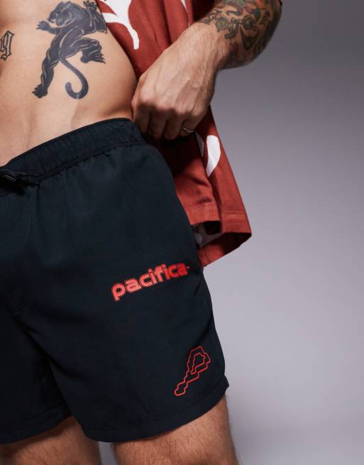 ASOS DESIGN - Korte zwemshort met plaatselijke print in zwart, 3 van 4