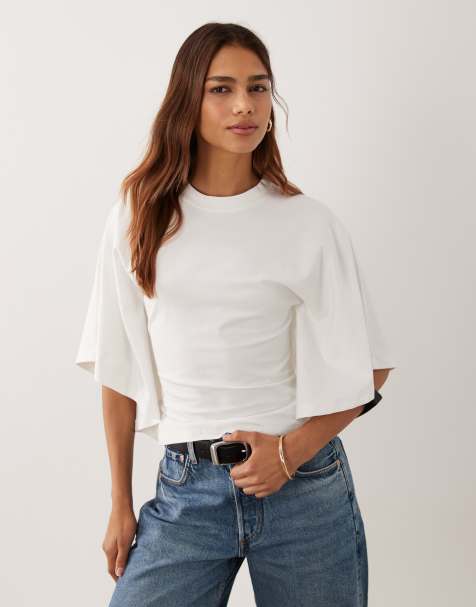 ASOS DESIGN kortærmet top i ecru - view 1